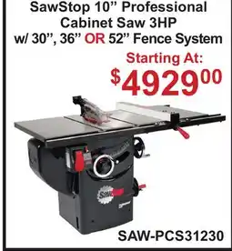 Atlas Tools & Machinery SawStop 10 Professional Cabinet Saw offer