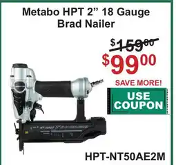 Atlas Tools & Machinery Metabo HPT 2 18 Gauge Brad Nailer offer