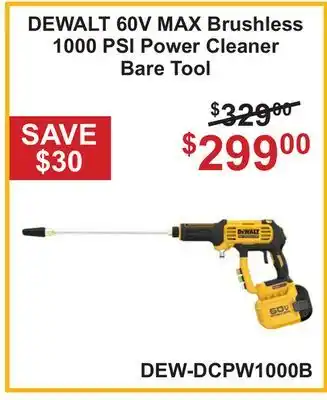 Atlas Tools & Machinery DEWALT 60V MAX Brushless 1000 PSI Power Cleaner offer