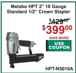 Atlas Tools & Machinery Metabo HPT 2 16 Gauge Standard 1/2 Crown Stapler offer