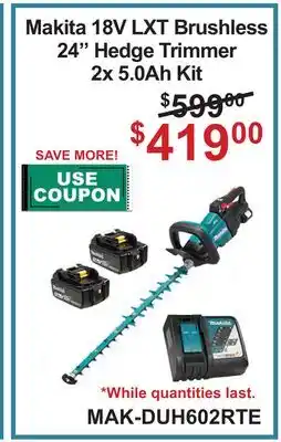 Atlas Tools & Machinery Makita 18V LXT Brushless 24 Hedge Trimmer 2x 5.0Ah Kit offer
