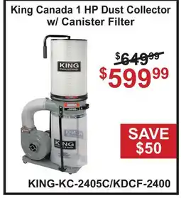 Atlas Tools & Machinery King Canada 1 HP Dust Collector w/Canister Filter offer