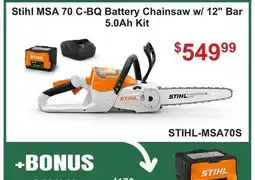Atlas Tools & Machinery Stihl MSA 70 C-BQ Battery Chainsaw w/12 Bar 5.0Ah Kit offer