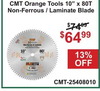 Atlas Tools & Machinery CMT Orange Tools 10 x 80T Non-Ferrous/Laminate Blade offer
