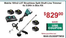 Atlas Tools & Machinery Makita 18Vx2 LXT Brushless Split Shaft Line Trimmer 4x 5.0Ah in Box Kit offer