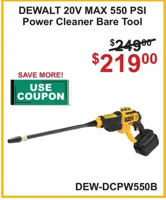 Atlas Tools & Machinery DEWALT 20V MAX 550 PSI Power Cleaner Bare Tool offer