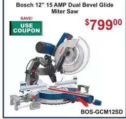Atlas Tools & Machinery Bosch 12 15 AMP Dual Bevel Glide Miter Saw offer