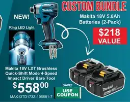 Atlas Tools & Machinery Makita 18V LXT Brushless Quick-Shift Mode 4-Speed Impact Driver Bare Tool offer