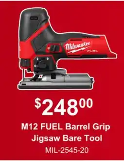 Atlas Tools & Machinery Milwaukee M12 FUEL Barrel Grip Jigsaw Bare Tool offer