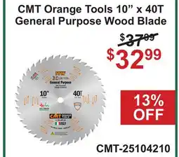 Atlas Tools & Machinery CMT Orange Tools 10 x 40T General Purpose Wood Blade offer