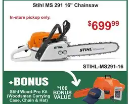 Atlas Tools & Machinery Stihl MS 291 16 Chainsaw offer