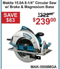 Atlas Tools & Machinery Makita 15.0A 8-1/4 Circular Saw w/Brake & Magnesium Base offer