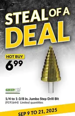 Princess Auto 1/4 to 1-3/8 in. Jumbo Step Drill Bit offer