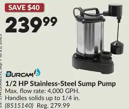 Princess Auto 1/2 HP Stainless-Steel Sump Pump offer