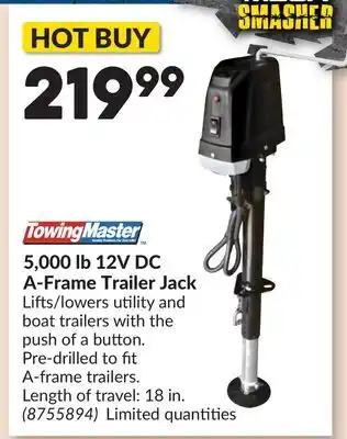 Princess Auto 5,000 lb 12V DC A-Frame Trailer Jack offer
