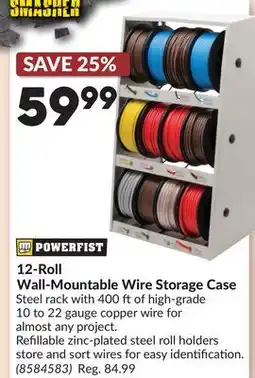 Princess Auto 12-Roll Wall-Mountable Wire Storage Case offer