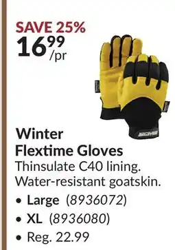 Princess Auto Winter Flextime Gloves offer
