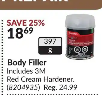 Princess Auto Body Filler offer