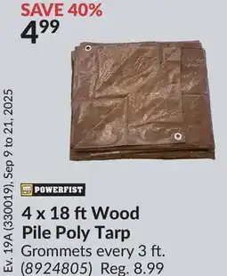 Princess Auto 4 x 18 ftWood Pile Poly Tarp offer