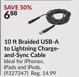 Princess Auto 10 ftBraided USB-A to Lightning Charge-and-Sync Cable offer