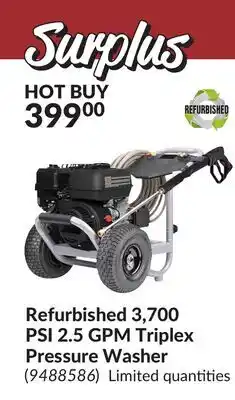 Princess Auto Refurbished 3,700 PSI 2.5 GPM Triplex Pressure Washer offer
