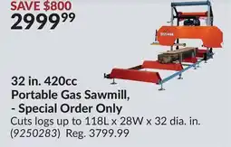 Princess Auto 32 in. 420cc Portable Gas Sawmill, - Special Order Only offer
