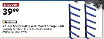 Princess Auto 72 in. 6-Shelf Folding Wall-Mount Storage Rack offer