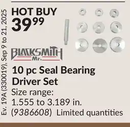 Princess Auto 10 pc Seal Bearing Driver Set offer