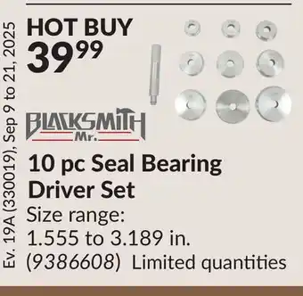 Princess Auto 10 pc Seal Bearing Driver Set offer