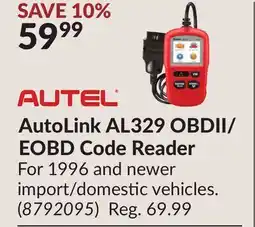 Princess Auto AutoLink AL329 OBDII/ EOBD Code Reader offer