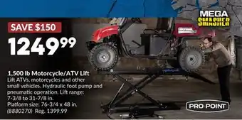 Princess Auto 1,500 lb Motorcycle/ATV Lift offer