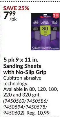 Princess Auto 5 pk 9 x 11 in. Sanding Sheets with No-Slip Grip offer