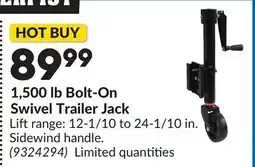 Princess Auto 1,500 lb Bolt-On Swivel Trailer Jack offer