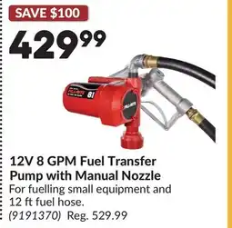 Princess Auto 12V 8 GPM Fuel Transfer Pump with Manual Nozzle offer