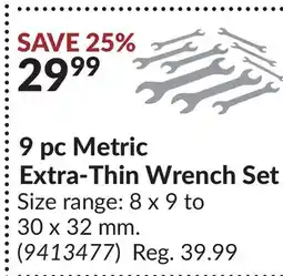 Princess Auto 9 pc Metric Extra-Thin Wrench Set offer