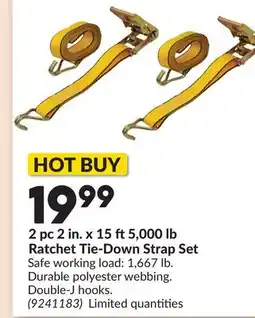 Princess Auto 2 pc 2 in. x 15 ft5,000 lb Ratchet Tie-Down Strap Set offer