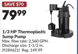 Princess Auto 1/3 HP Thermoplastic Sump Pump offer