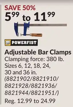 Princess Auto Adjustable Bar Clamps offer