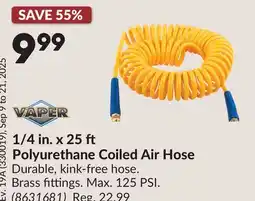 Princess Auto 1/4 in. x 25 Polyurethane Coiled Air Hose offer