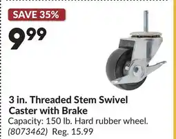Princess Auto 3 in. Threaded Stem Swivel Caster with Brake offer