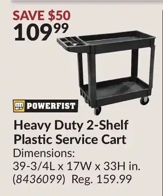 Princess Auto Heavy Duty 2-Shelf Plastic Service Cart offer