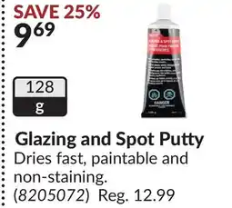 Princess Auto Glazing and Spot Putty offer