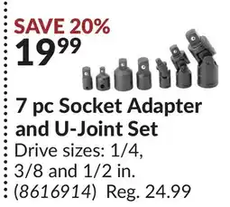 Princess Auto 7 pc Socket Adapter and U-Joint Set offer
