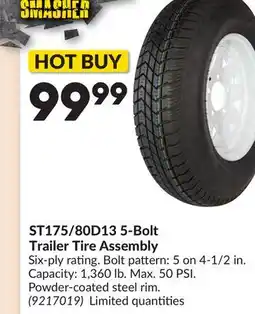 Princess Auto ST175/80D13 5-Bolt Trailer Tire Assembly offer