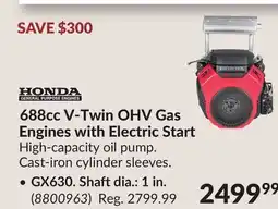 Princess Auto GX630. Shaft dia.: 1 in. 688cc V-Twin OHV Gas Engines with Electric Start offer