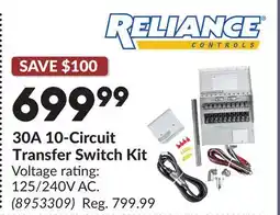 Princess Auto 30A 10-Circuit Transfer Switch Kit offer