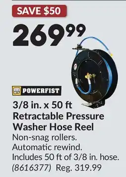 Princess Auto 3/8 in. x 50 Retractable Pressure Washer Hose Reel offer
