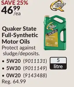 Princess Auto Quaker State Full-Synthetic Motor Oils offer
