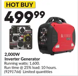 Princess Auto 2,000W Inverter Generator offer