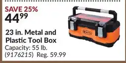 Princess Auto 23 in. Metal and Plastic Tool Box offer